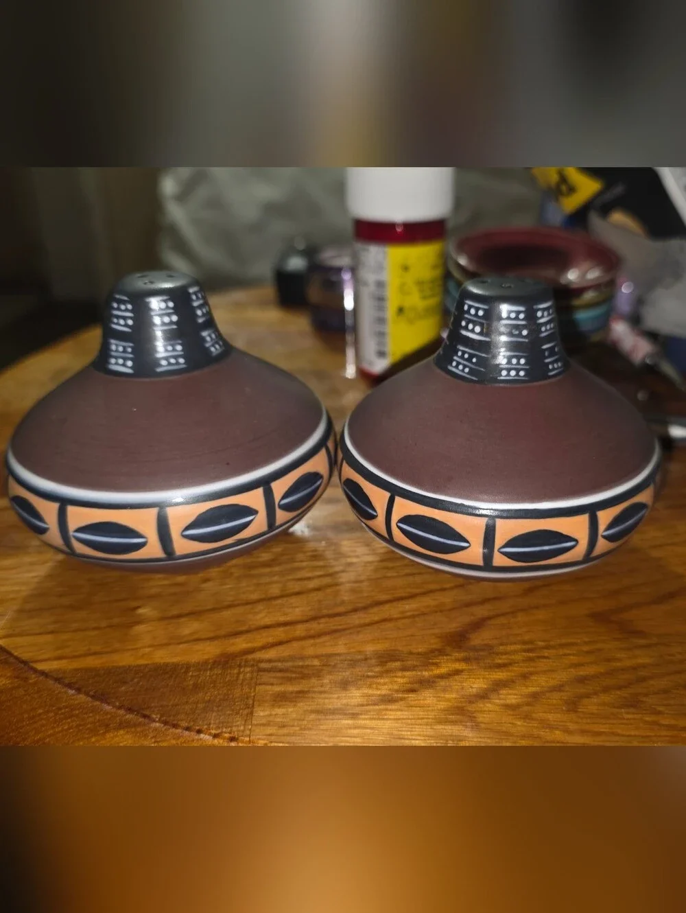Southwestern Ceramic Salt & Pepper Shakers - Brown & Terracotta